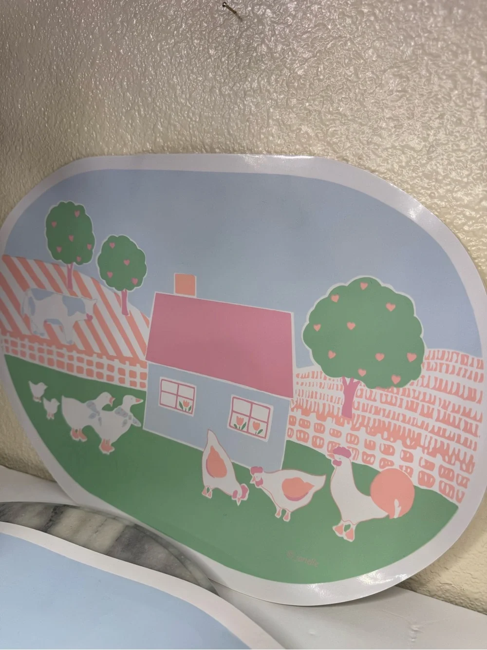 Pastel Farmhouse Wall Decor Plaque - Pink & Green